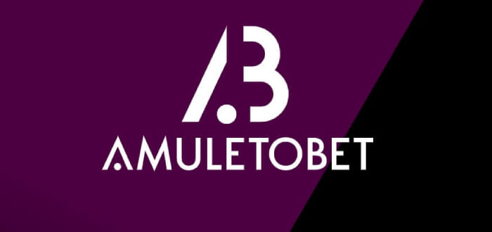 Amuletobet Casino logo: caracteres brancos sobre fundo roxo e negro