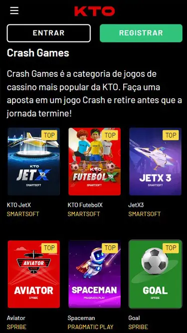 KTO Crash games cassino: KTO JetX, KTO FutebolX, JetX3, Aviator, Spaceman, Goal...